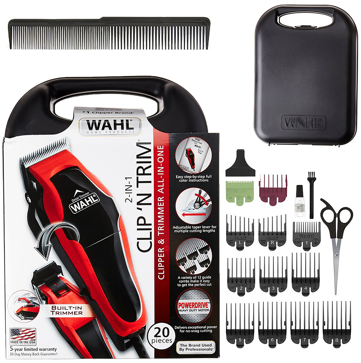 Wahl Haircut Shaving Machine Professional Clipper Barber Trimmer Set 20 Pcs New