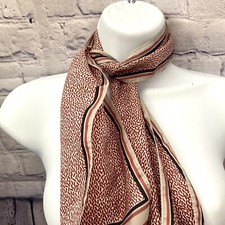 Vintage Ralfeaux Scarf Silk Brick Beige Geometric 7.25x45.5  SEE