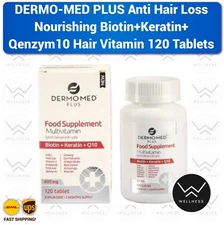Dermomed Plus  Anti Hair Loss Biotin+Q10 Hair Vitamin - 120 Tablets