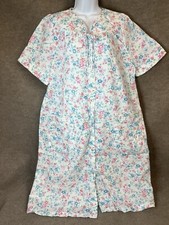 Vintage House Porch Dress MuuMuu Kaftan M Robe Granny Embroidered Lounge