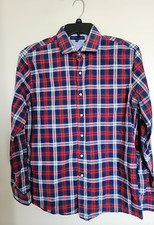 Tommy Hilfiger 16.5 34/35 Dress Shirt Blue red Plaid 100 Cotton Slim Fit