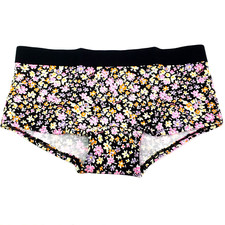Victorias Secret Pink Womens Size L Black Floral Boyshorts Boxers Underwear