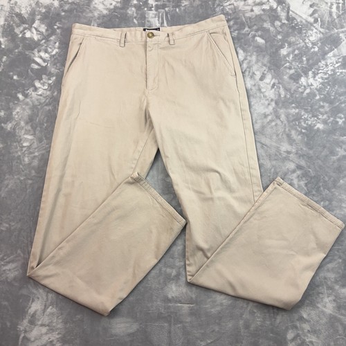 JOHNNIE-0 Pants Men's Size 38x34 Tan Chino Flat Front Slash Pockets