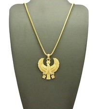 NEW EGYPTIAN HORUS BIRD PENDANT & 24" BOX/ROPE CHAIN HIP HOP NECKLACE - XMP54G