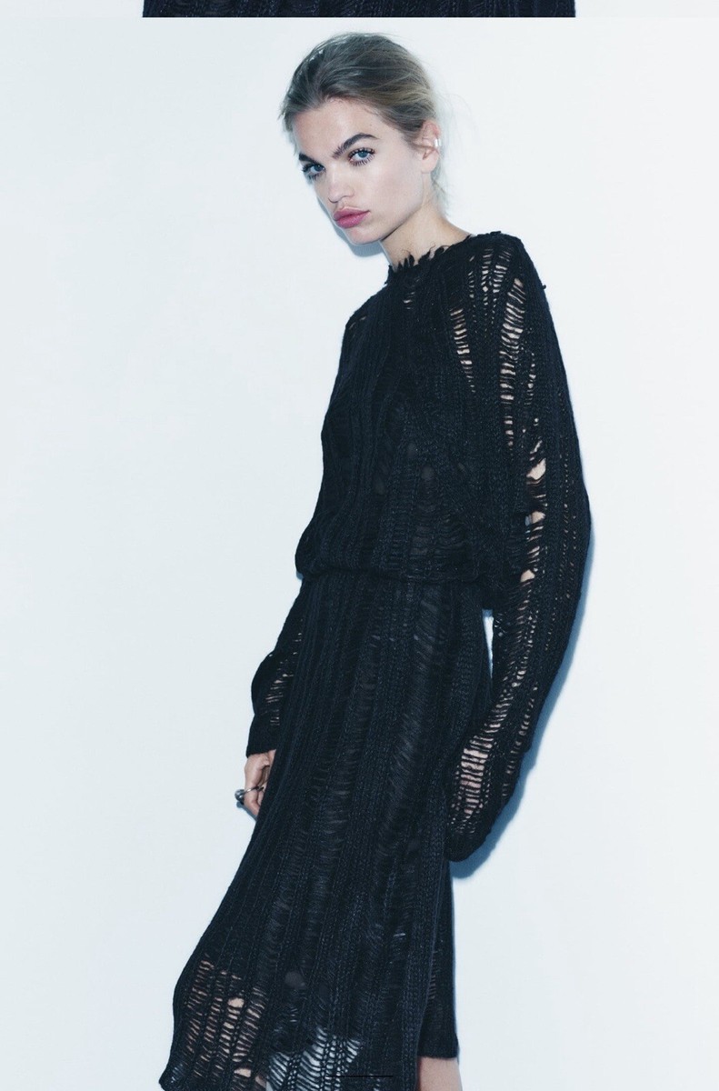 zara black knit midi dress NWT ZARA FOIL KNIT MIDI DRESS BLACK