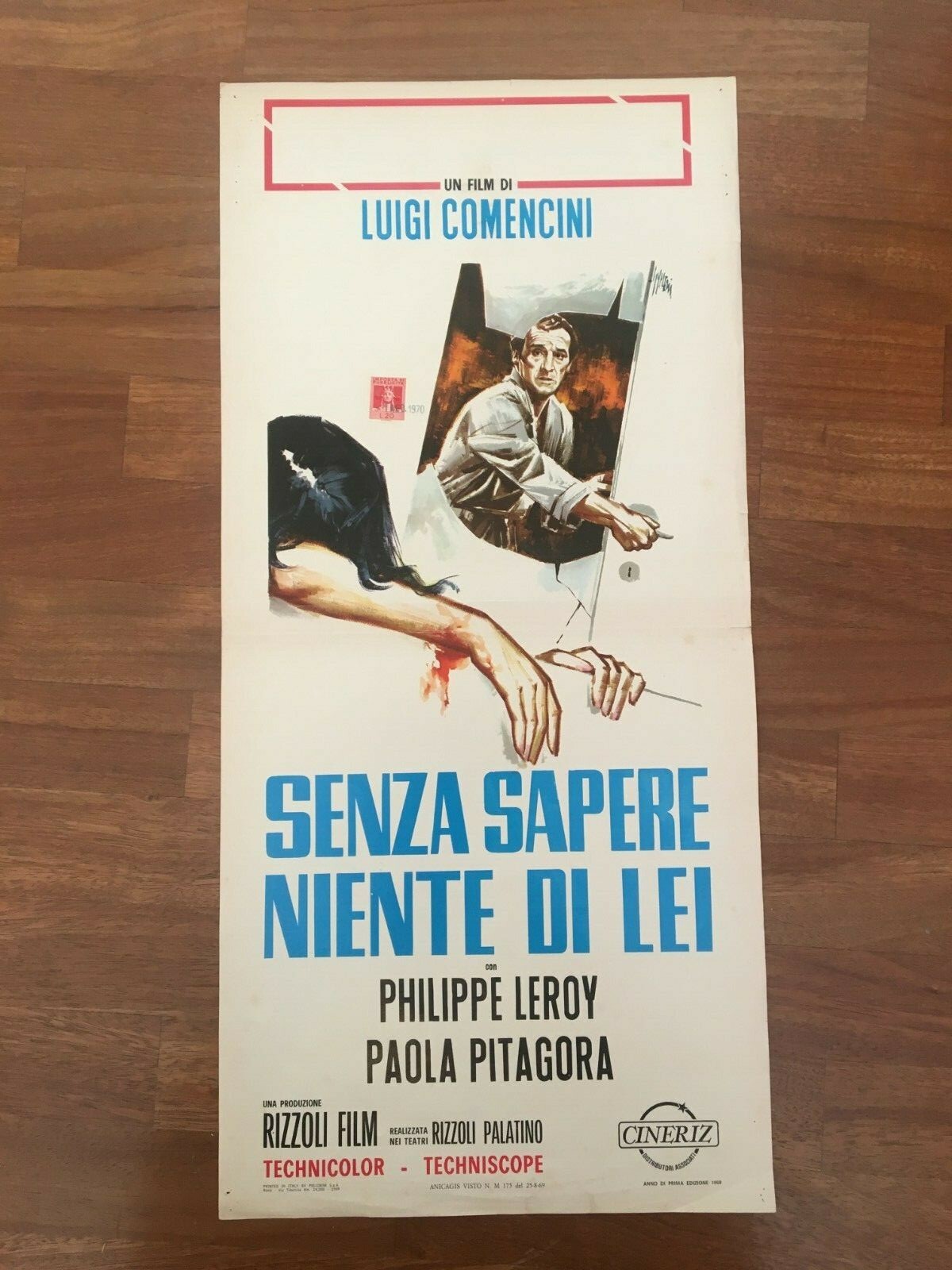 Locandina originale film Senza sapere niente di lei (1969) - Regia di Luigi Comencini
