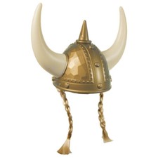 Adult Plastic Gold Norse Viking Helmet With Blonde Braids