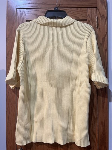 Quacker Factory Rhinestone Short Sleeve Sweater - XL - Yellow - New With Tags - Picture 2 of 6