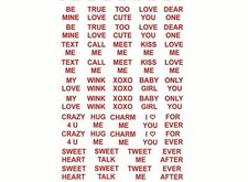 Valentine Words 48 pcs 0.375 Inch Red Fused Glass Decals