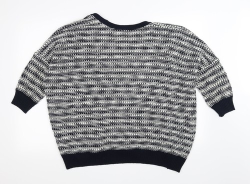 F&F Womens Blue V-Neck Striped Acrylic Blend Cardigan Size 8 - Picture 2 of 12