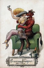 On Krampus's Knee *Antique Postcard Reproduction*