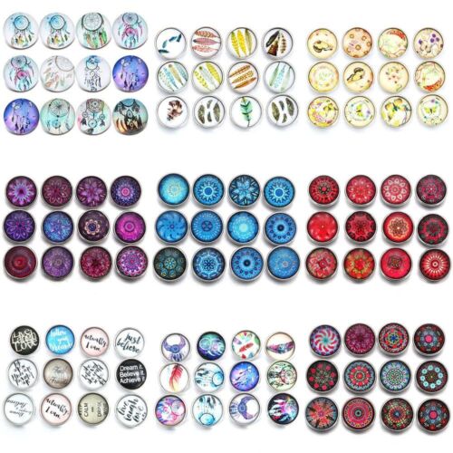 Vintage Glass Snap Button DIY Earring Bracelet Jewelry Findings 18mm 10Pcs/Lot - Picture 1 of 51