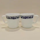 Pair Of Pyrex Milk Glass Coffee Mugs Vintage Exc Condi