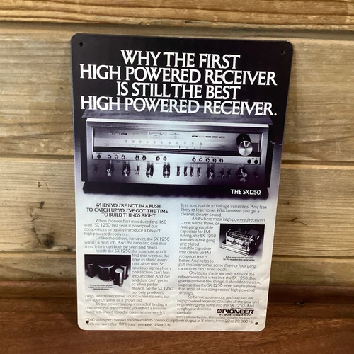 Pioneer SX1250 Vintage AD reproduction Tin Metal sign 8"X12" Man-Cave Décor