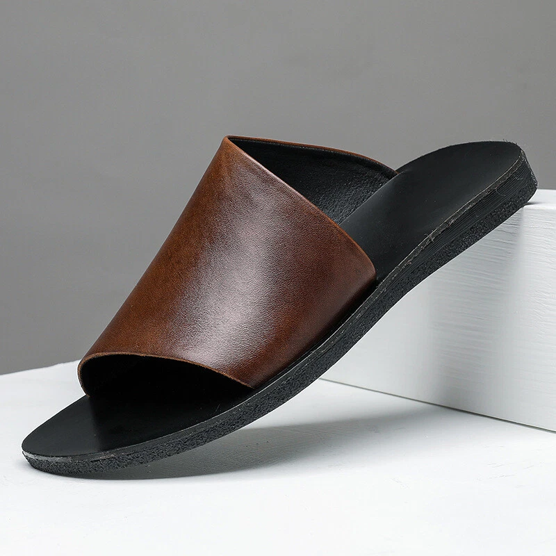 Verano Nuevo Estilo Zapatillas Hombres Moda Cuero Genuino Antideslizantes Sandalias Zapatos Foto 3 de 4