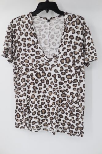 monrow blouse Womens small short sleeve Leopard pr