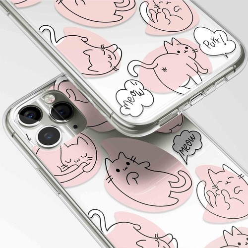 Cartoon Cute Cat line Art Phone Case for Iphone 16 15 14 13 12 11 ProMax XR 7 8 - Picture 9 of 13
