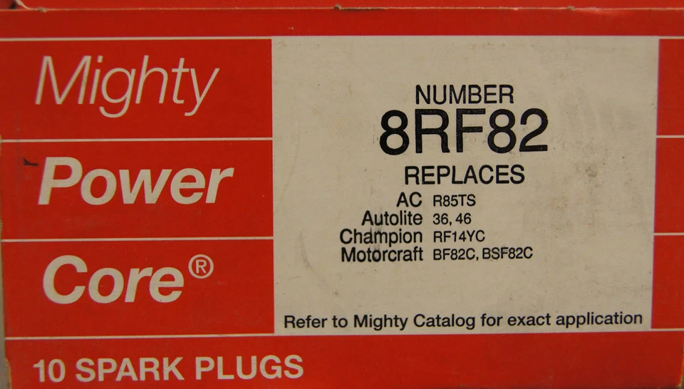 Paquete de 10 bujías Mighty Spark Plugs #8RF82 Power Core Nuevo de Lote Antiguo Foto 4 de 4