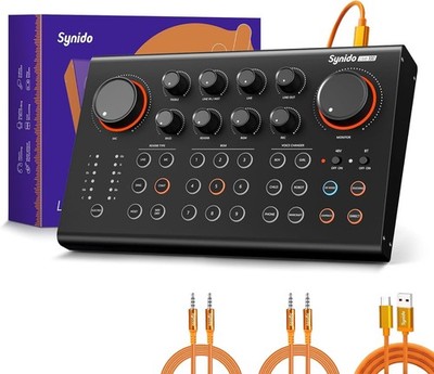 Podcast Equipment Sound Card, Audio Interface Mixer with Pro-preamp, 48V Phan...