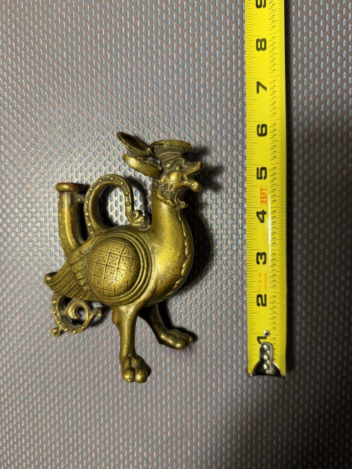 Antique Phoenix-Griffin Aquamanile Oil Lamp Brass Germany Incense Burner