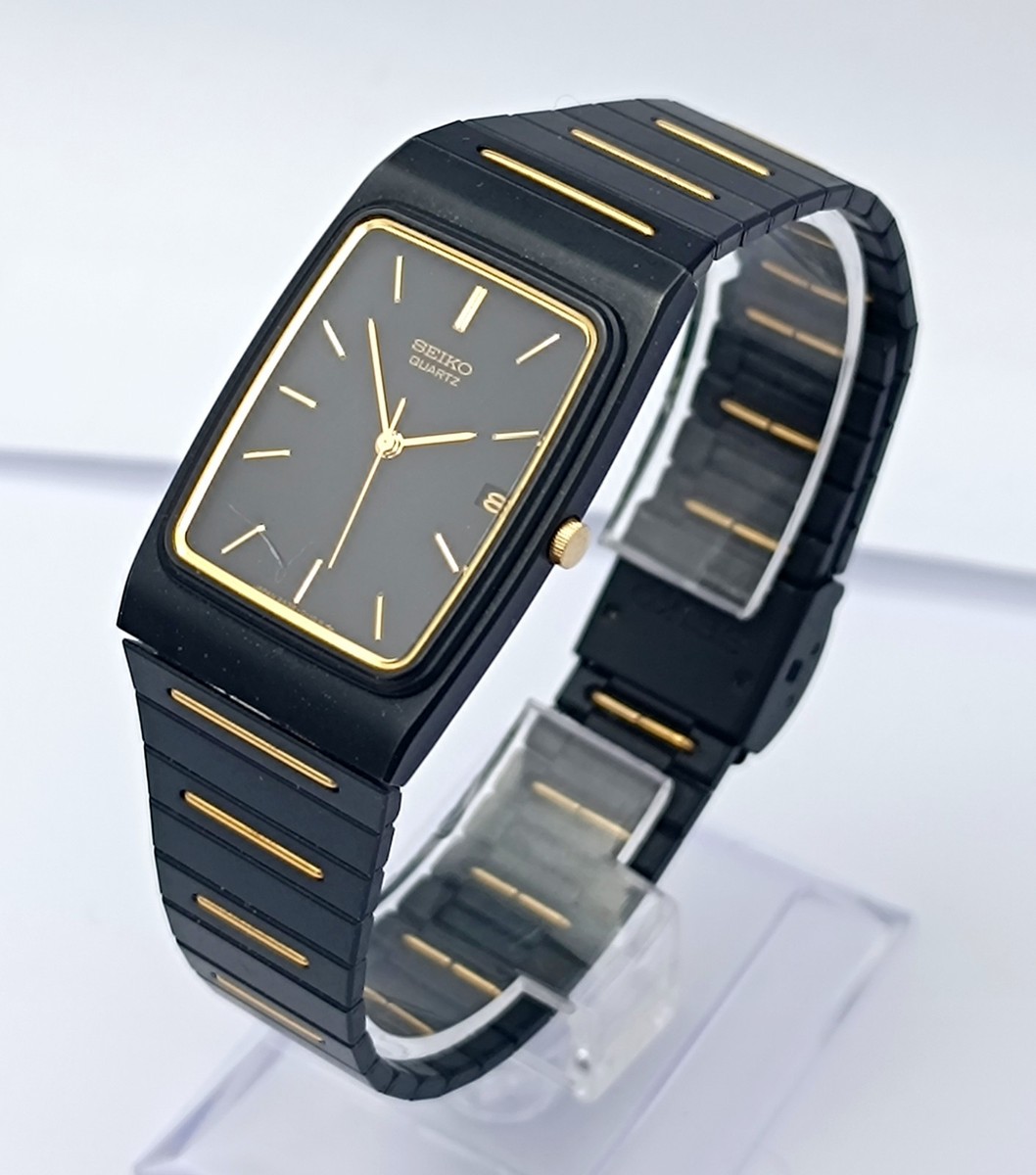Seiko 'Stealth' Tank Chrome Matte Black May 1984 Two Tone Gold