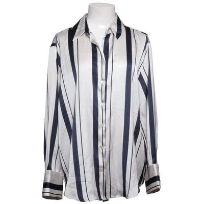 Zara, chemisier, taille : XL, blanc/noir/gris, polyester, rayures, femmes #1En - Photo 1/4
