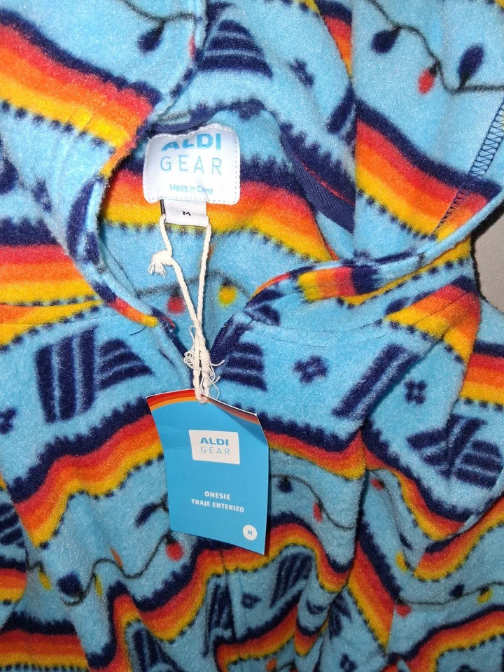 NUEVO Pijama Aldi Gear Unisex Azul Vacaciones Navidad Una Pieza Cremallera Talla M Foto 3 de 3