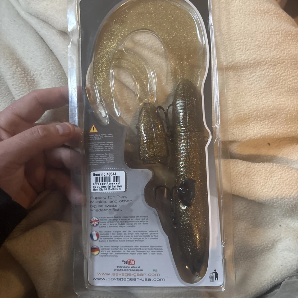 Savage Gear Hard Eel Tail Bait Motor Oil 25cm 109g Hook 1/0 2/0 Bundle  - Image 2 of 4