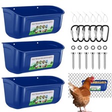 Chicken Feeder Waterer 3 Pack Hanging Poultry Feed Trough Fence Mounted Box