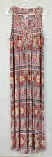 Style & Co sz L Long Maxi Dress slinky stretchy colorful sleevless tank 0414