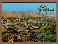 Boise Downtown River Aerial View Idaho UNP Continental Postcard