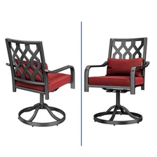 Set of 2 Patio Ergonomic Chair Swivel Seat Sturdy Outdoor w/ Armrest & Back Rest