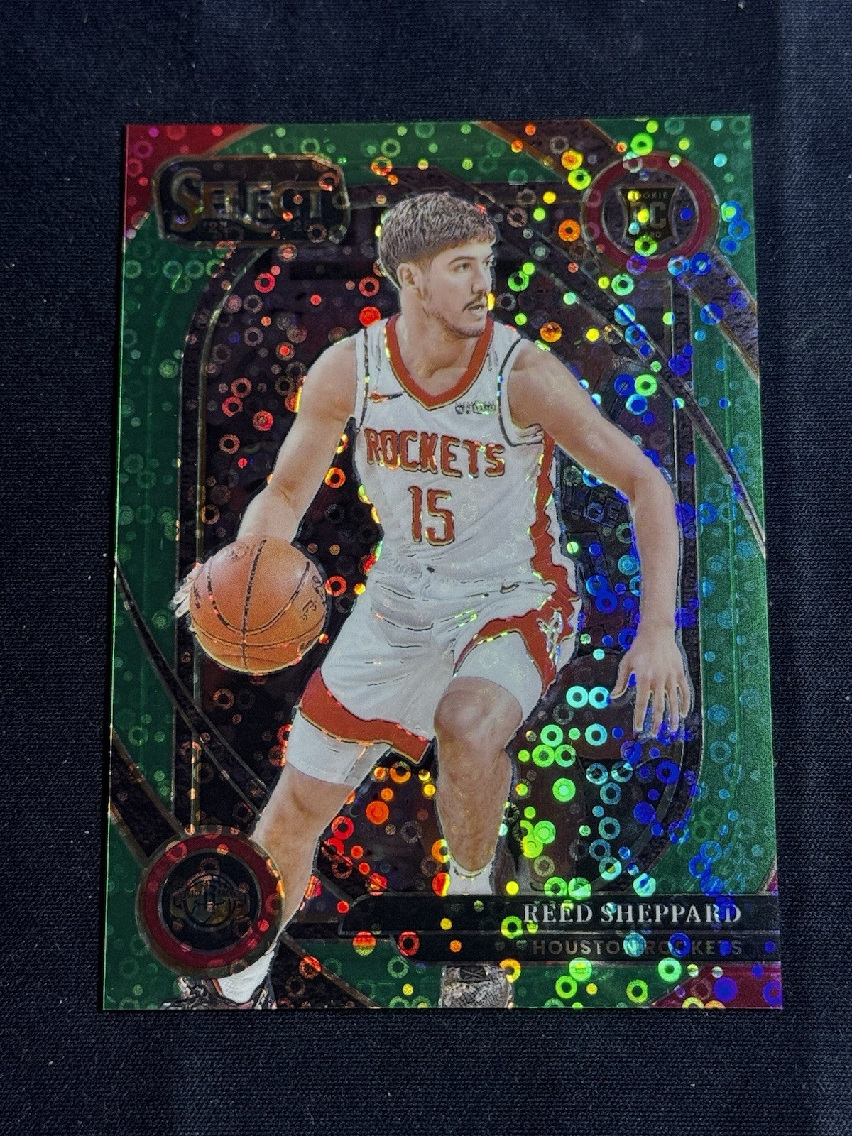2024-25 Panini Select Courtside Reed Sheppard #299 Green Disco Prizm #5/5 (RC)