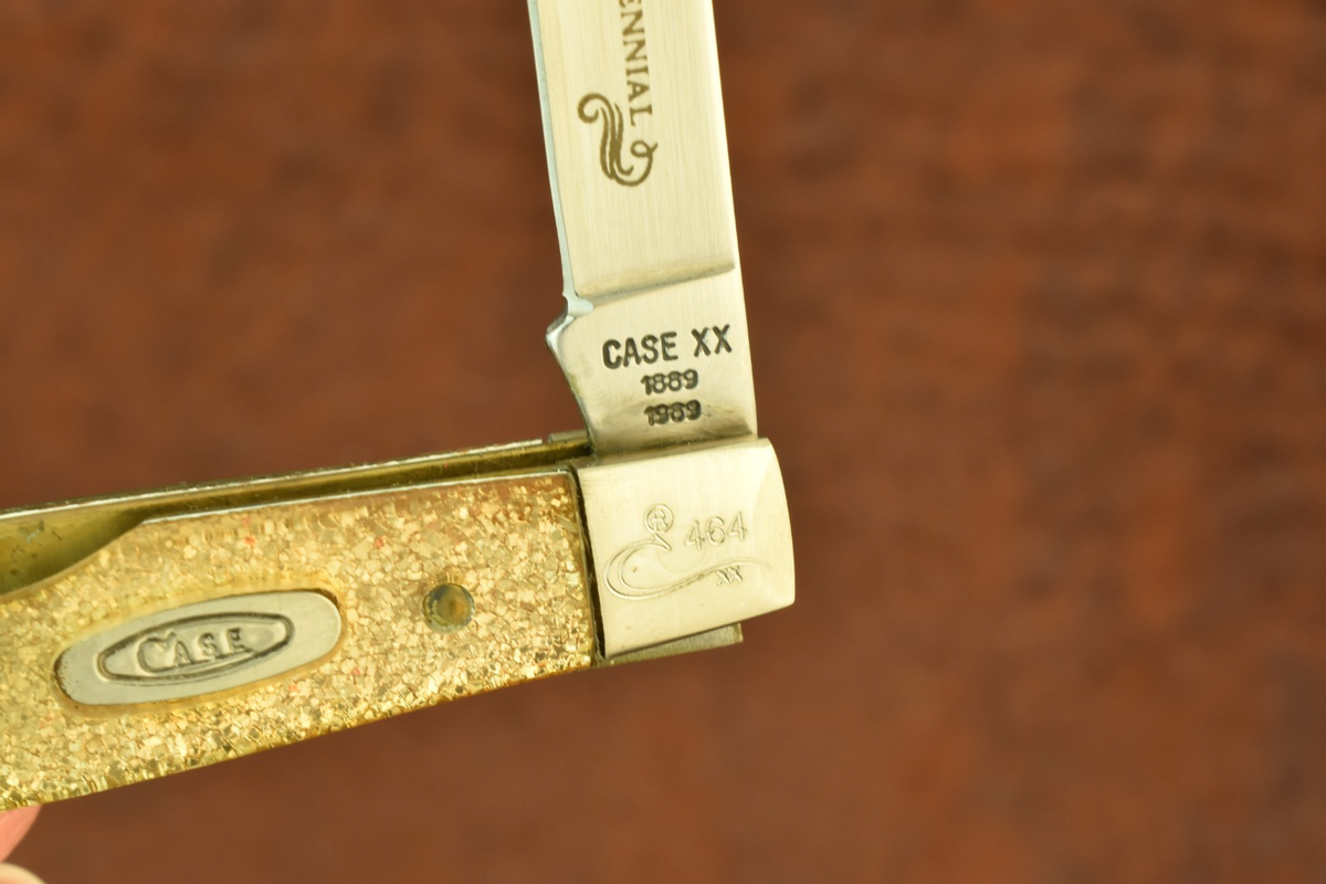 CASE XX USA 1889-1989 CENTENNIAL GOLD STONE PREMIUM PEN KNIFE