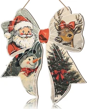 Vintage Christmas Hanging Wooden Sign Decorations Christmas Tree Santa Claus Elk