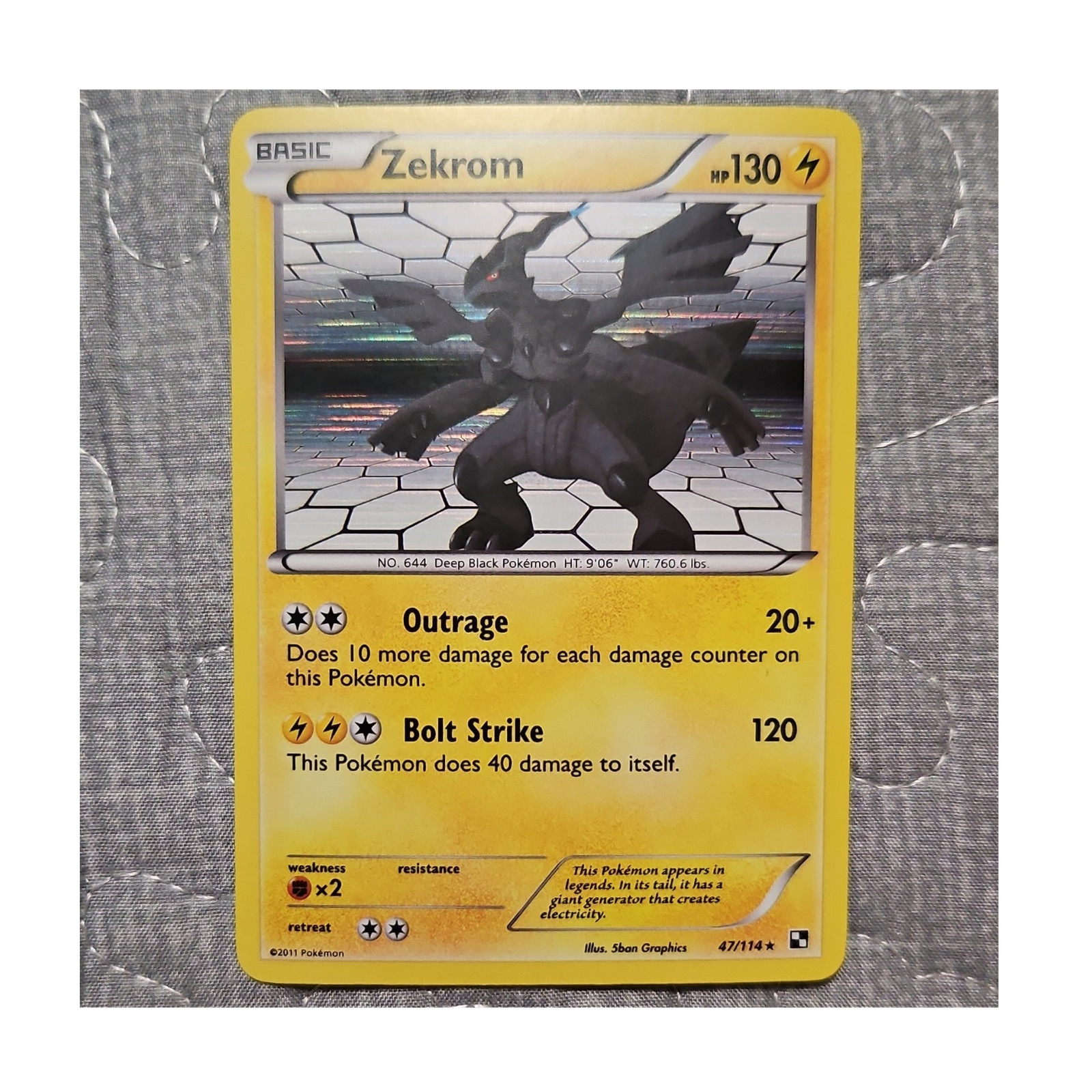 Pokémon Zekrom 47/114 Black & White Holo Rare Basic Dragon 130HP Card 2011