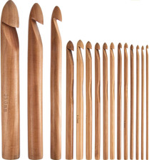 15-Piece Handcrafted Bamboo Crochet Hook Set, 3-25mm for Yarn Craft