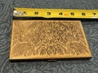 Vintage Brass Volupte Cigarette Case USA Gold Tone Palm Tree Flora Tropical