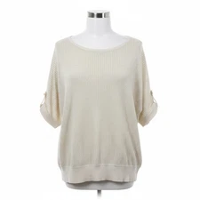 AB Studio Knit Top XL Gold Metallic Shimmer Sparkle Vacation Resortwear Chic