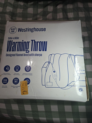 Westinghouse Heated Warming Throw 50x60 Beige Overheat Protection ETL MPN