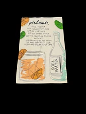 NWOT Mud Pie “Paloma” Beverage Recipe Towel Wall Hanging Decor 100% Cotton