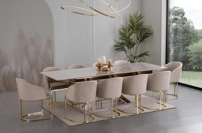 Esszimmer Set Essgruppe Edelstahl Stühle 10x Sessel Esstisch Tisch 11tlg - Bild 1 von 4