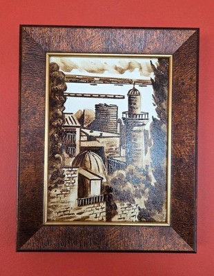 Baku Azerbaijani City Scape Caspian Sea Monochrome Oil Painting Signed Mubariz