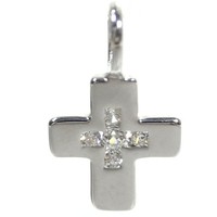 Basic Silber Kinder AnhäNger Kreuz Sterling-Silber 925 Weiß Zirkonia SKE52