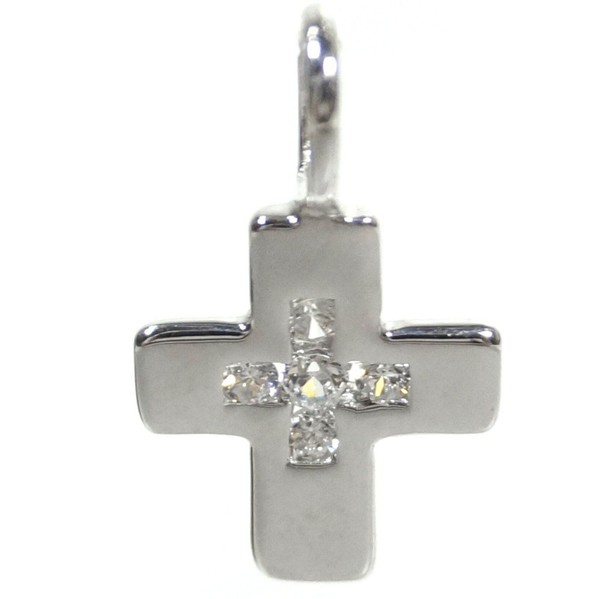 Basic Silber Kinder AnhäNger Kreuz Sterling-Silber 925 Weiß Zirkonia SKE52-image