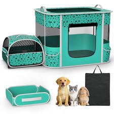 Cat Playpen - Portable Dog Playpen with Litter Box, Foldable Soft Dog Crate f...