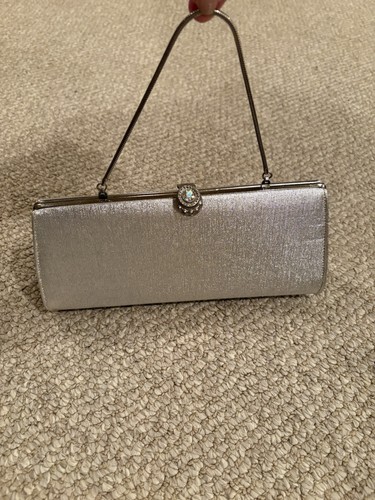 Vintage Rulo Creations Women's Shimmer Clutch Handbag Evening Bag Silver Small - Picture 1 of 7