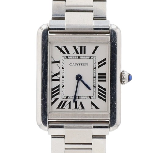Cartier Tank Solo 3170 24x31mm Silver Roman Dial Stainless Steel Quartz Watch