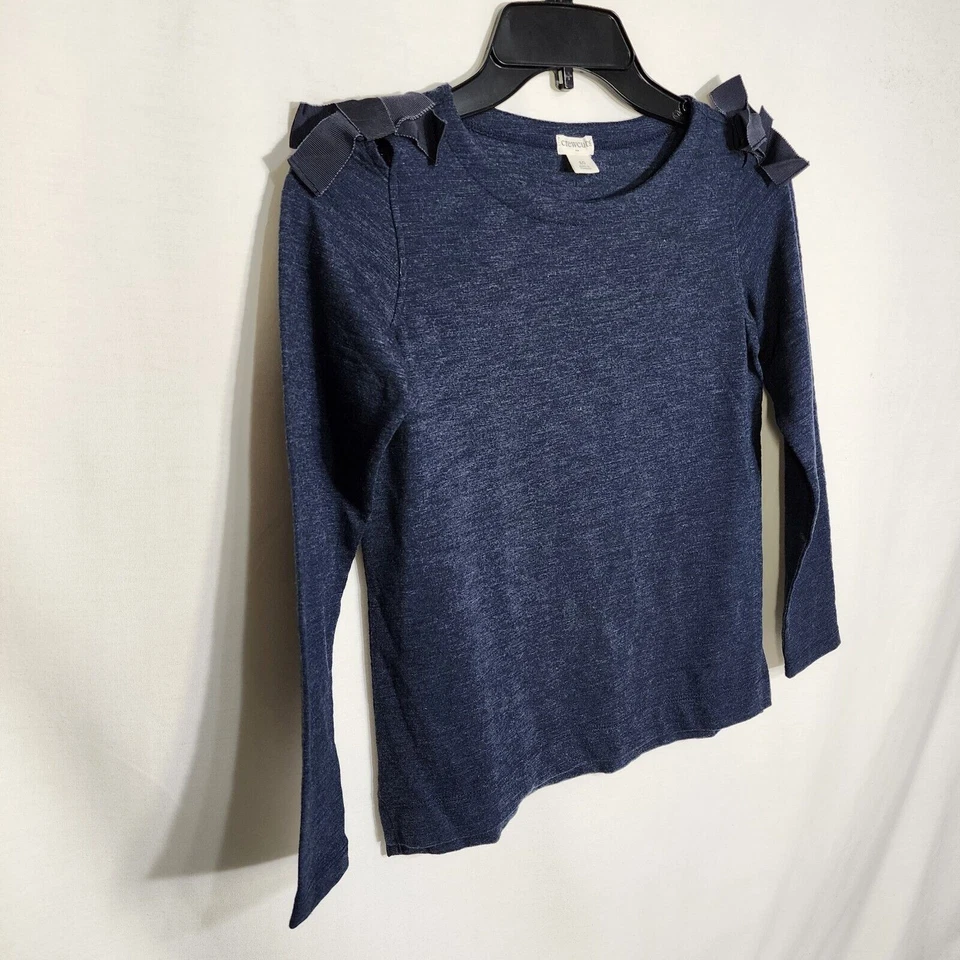 Top Crewcuts J Crew Niñas Talla 10 Arcos para Hombro Azul Marino Manga Larga Cuello Redondo Foto 4 de 4