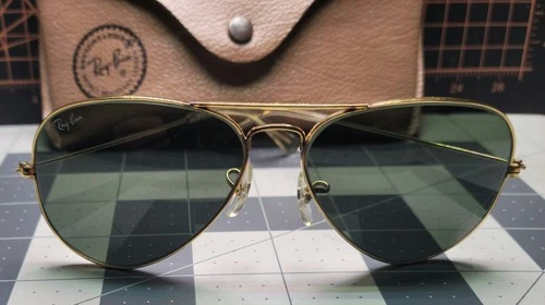 58[]14mm VINTAGE B&L RAY BAN L0205 G15 UV GOLD PLATED AVIATOR SUNGLASSES w/CASE